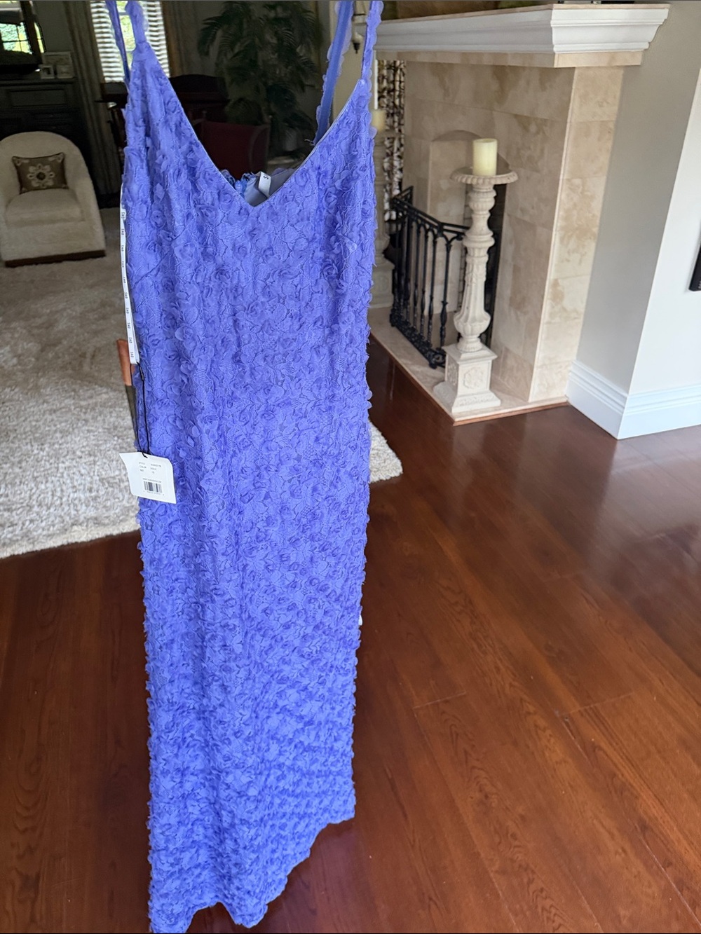 NWT Tadashi Shoji SHO Blue/Violet Textured Spaghetti-Strap Dress - Women